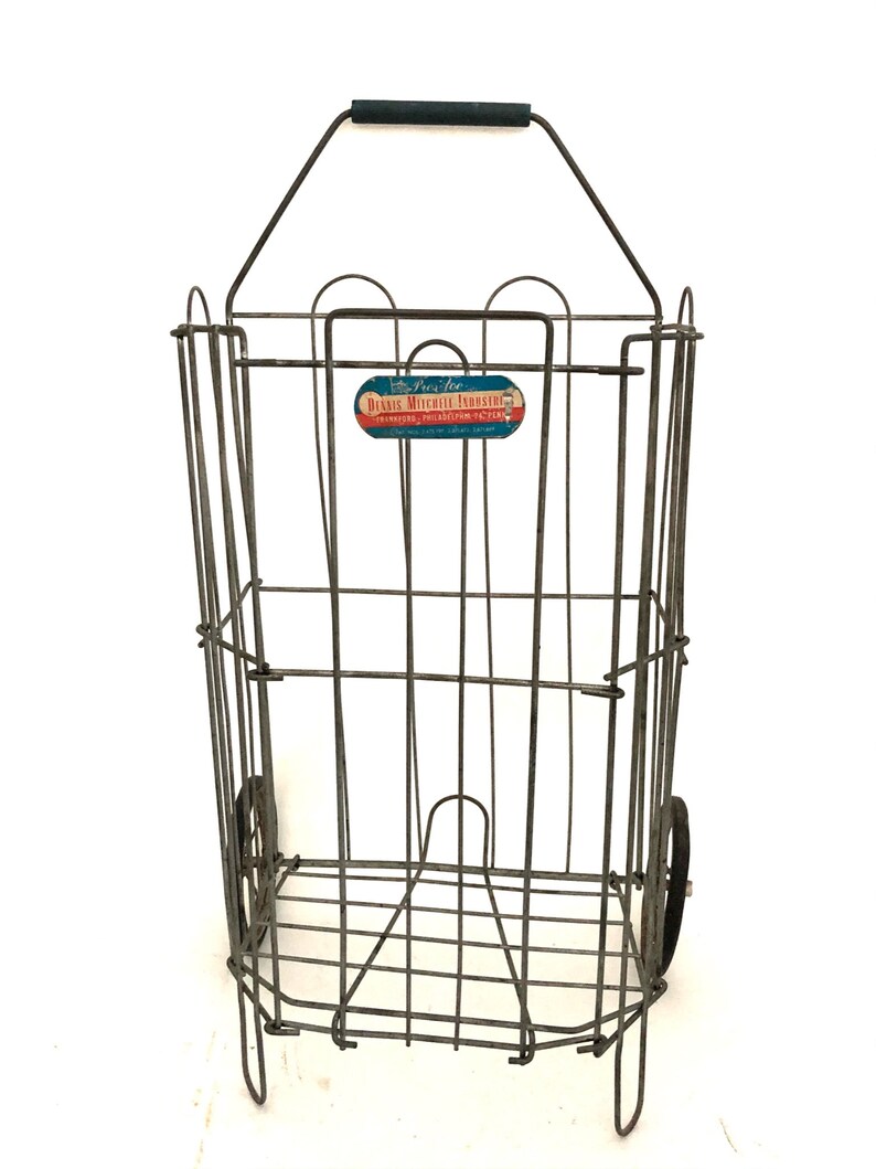 Wire Shopping Basket on Wheels Vintage Small Child Size Etsy