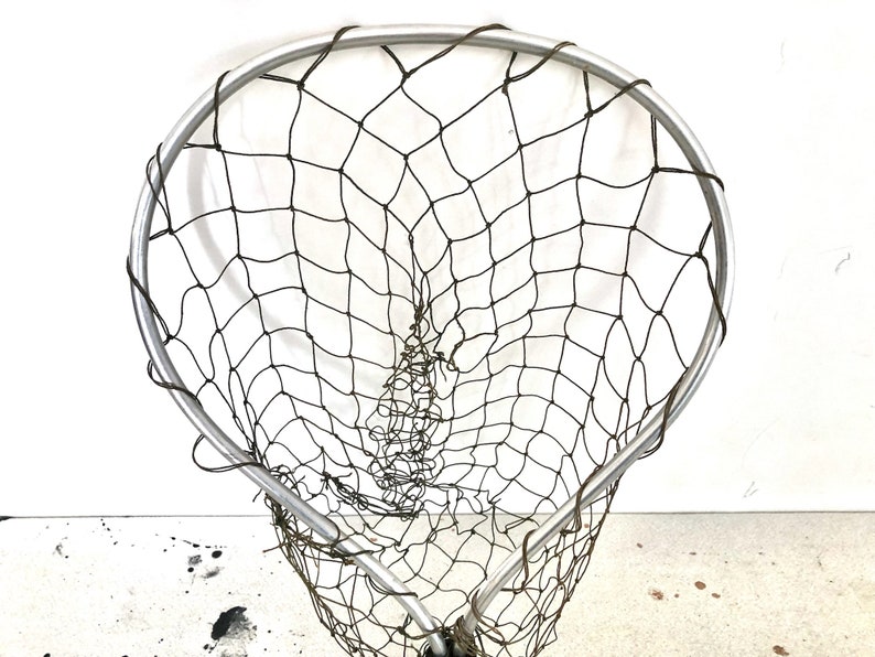 Vintage Fishing Net Metal Frame Small Trout Net Hand Held Etsy