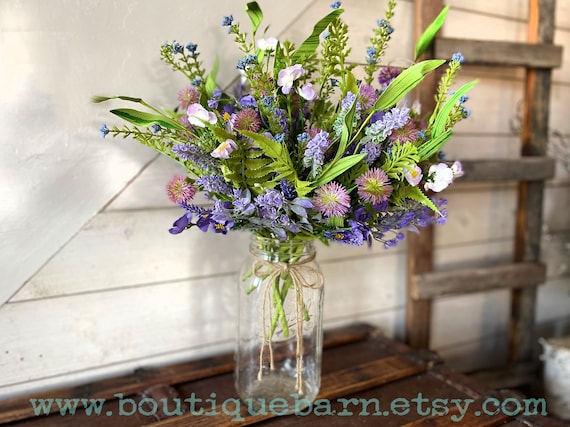 Artificial Wildflower Lavender Bouquet For Vase