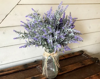 Faux Flowers, Lavender Flower Arrangement, Vase Filler, Rustic Table Centerpiece