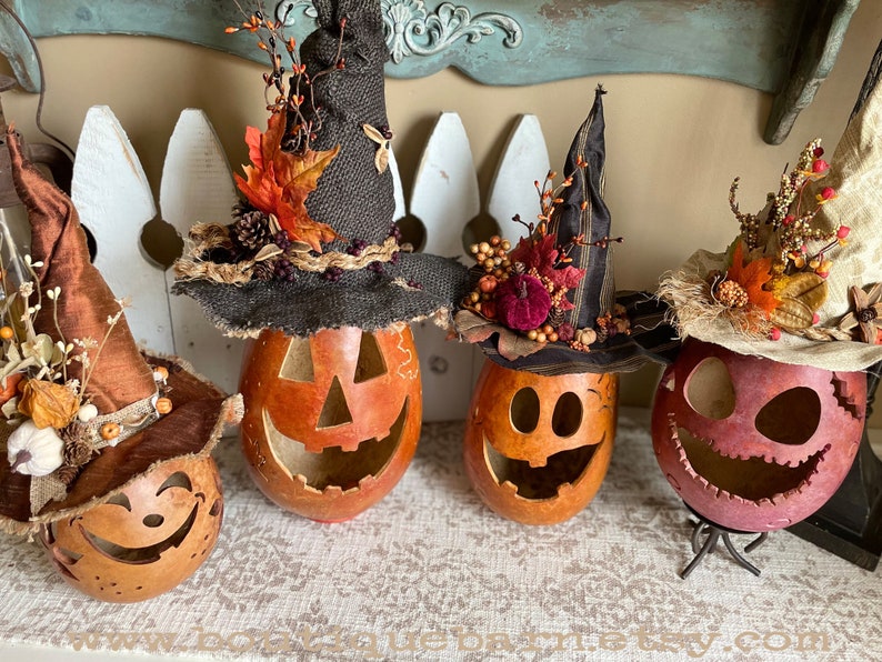 Carved pumpkin gourd for fall decorating