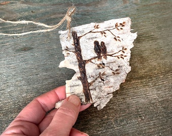 Akzent Tags, Vögel auf Zweigen, Birkenrinde Dekor, Natürlicher Schüsselfüller, Rustikale Geschenkverpackung, Handgefertigte Tags, Waldtiere, Vase Zubehör