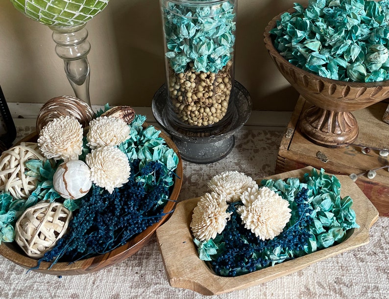 Navy Blue Vase Filler Natural Dried Botanicals Dough Bowl Etsy