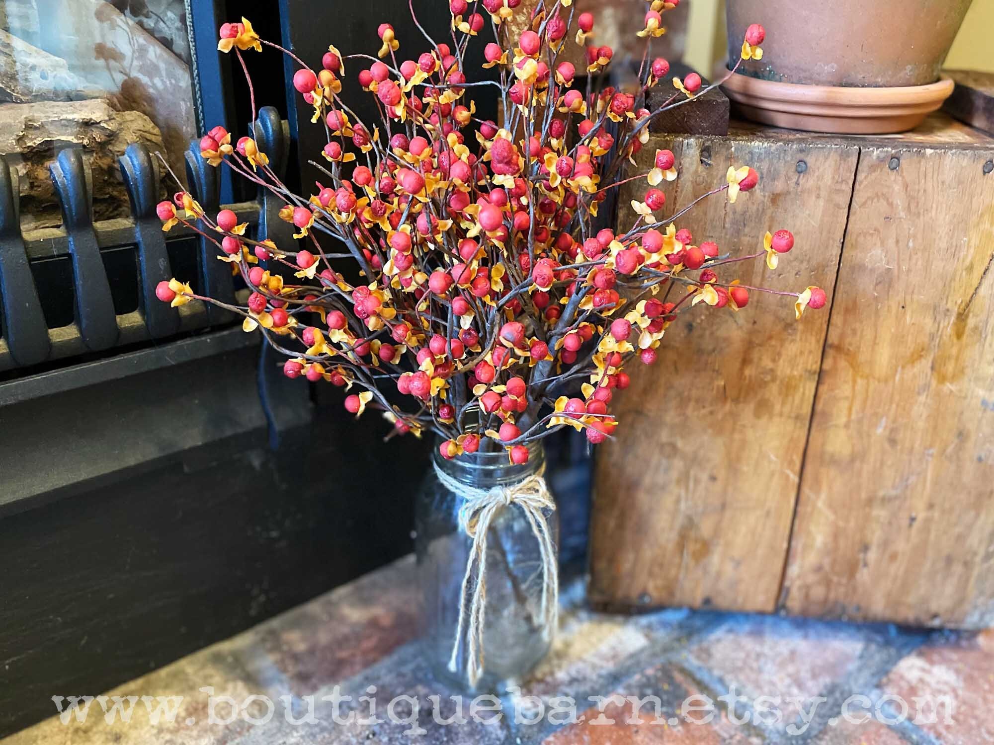 Fall Flowers, Bittersweet Branch, Fall Berry Flower Arrangement, Faux ...