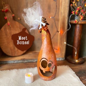 Decoración de calabaza fantasma, decoración espeluznante de Halloween, calabaza de otoño, calabaza inusual, centro de mesa con velas