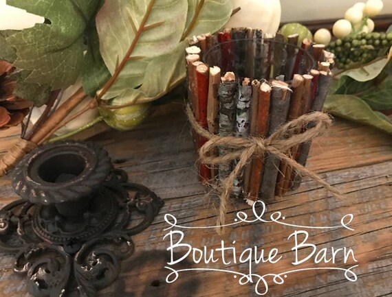 Rustic Vase Decor Stick Twig Vase Tealight Candle Holder Etsy