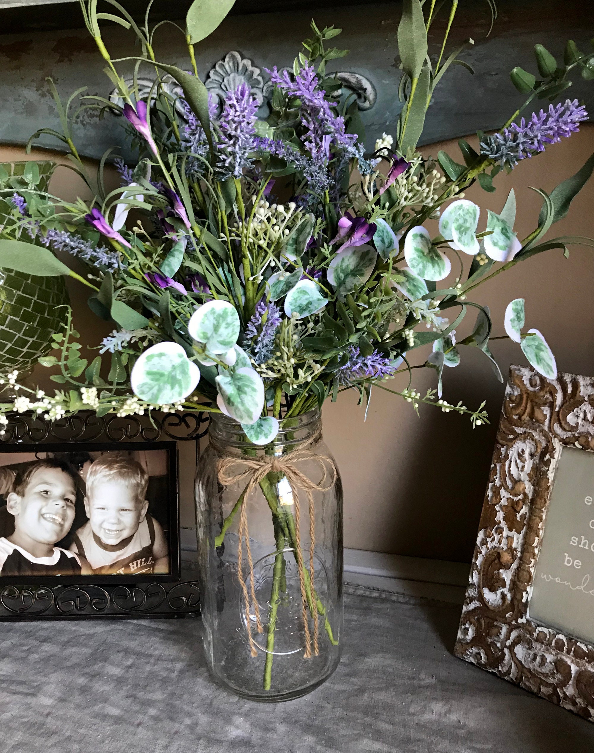 Wildflower Lavender Bouquet, Artificial Wildflowers For Mason Jar, Rustic  Centerpiece Vase Filler, Fake Flowers, Arrangement Supplies
