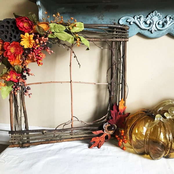 Square Wreath, Window Wreath, Fall Wreath, Fall Wreath, Harvest Wreath, Thanksgiving Decor