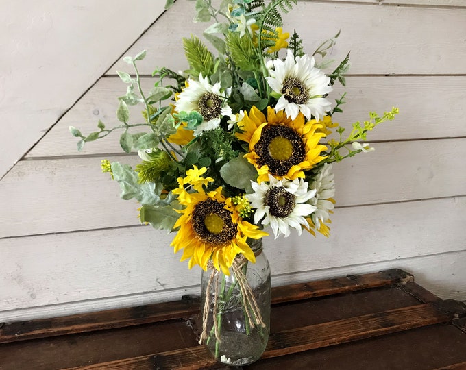 Artificial Sunflower Arrangement for Vase Filler, Fake Flowers for ...