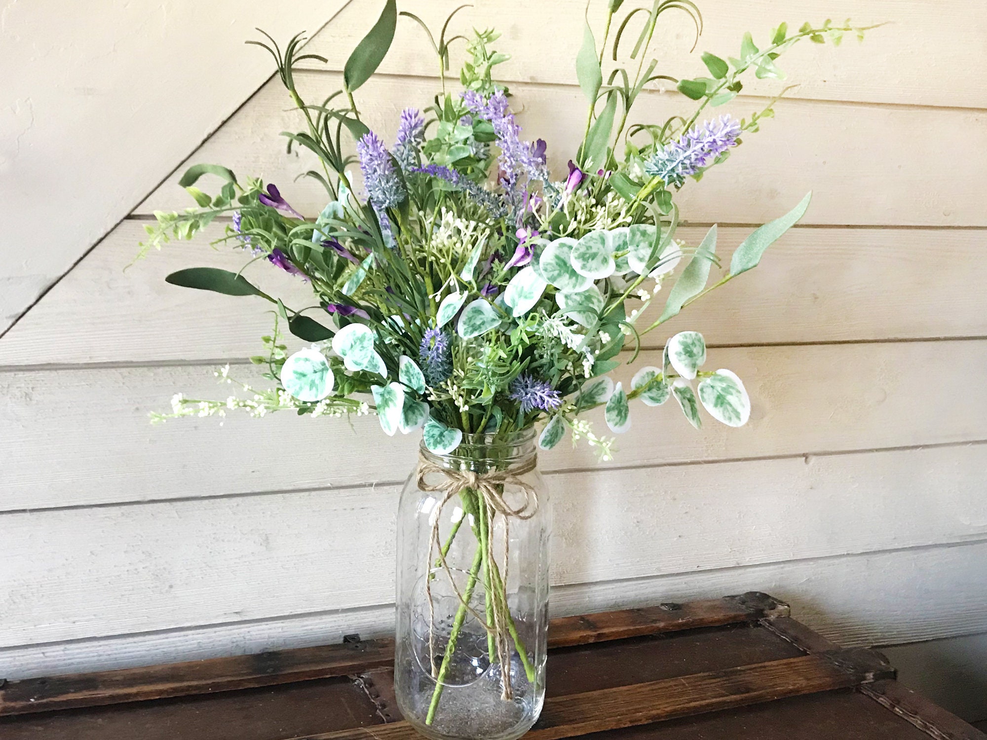 Wildflower Lavender Bouquet, Artificial Wildflowers For Mason Jar, Rustic  Centerpiece Vase Filler, Fake Flowers, Arrangement Supplies