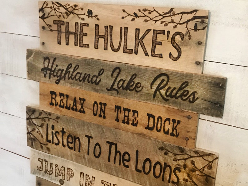 Personalized Lake House Rules Sign Large Statement Piece Etsy