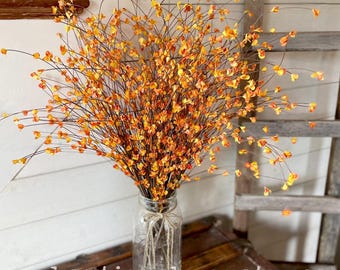Tall Fall Foliage Stem For Vase, Artificial Leaf Branch, Fall Branch Rustic Centerpiece, Fall Arrangement Supplies, Autumn Foliage Picks
