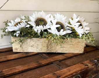 Rustic Birch Bark Vase, Woodland Decor, Farmhouse Centerpiece Table Runner, Arrangement Supplies