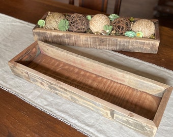 Wood Box, Long Wooden Tray For Table, Wood Table Runner, Rustic Centerpiece, Flower Arrangement Supplies, Rustic Tray, Farmhouse Decor