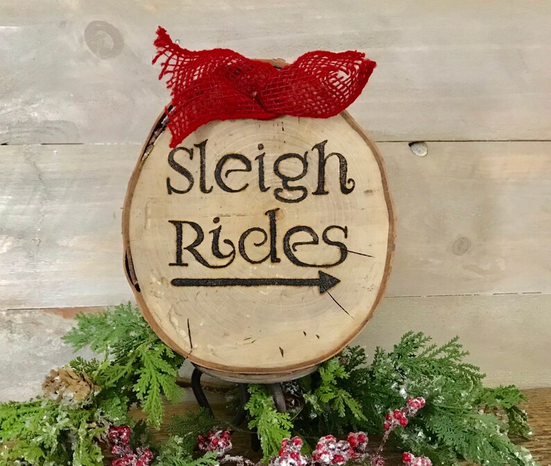 Sleigh Rides Wood Sign Christmas Decor Rustic Holiday Etsy