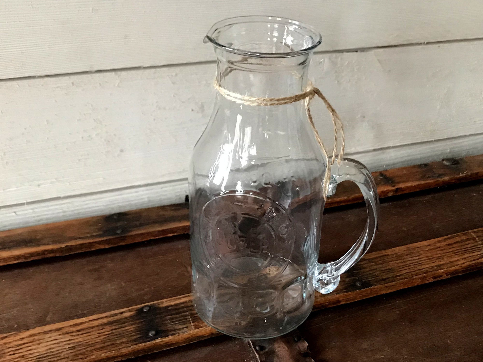 Milk Jug Pitcher With HandleGlass Vase For Rustic Kitchen Etsy
