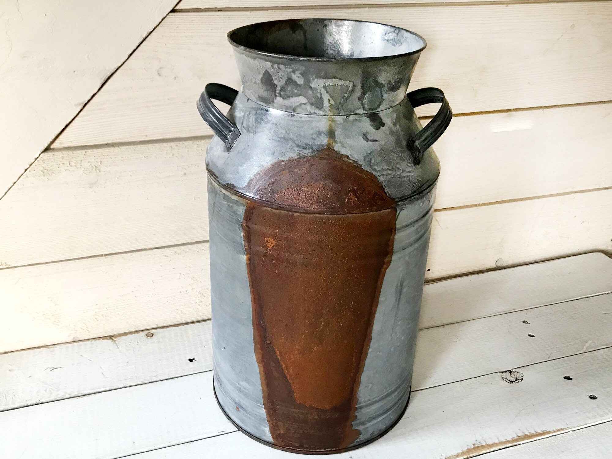 Copper and Galvanized Metal Rustic Farmhouse Pitcher Vase