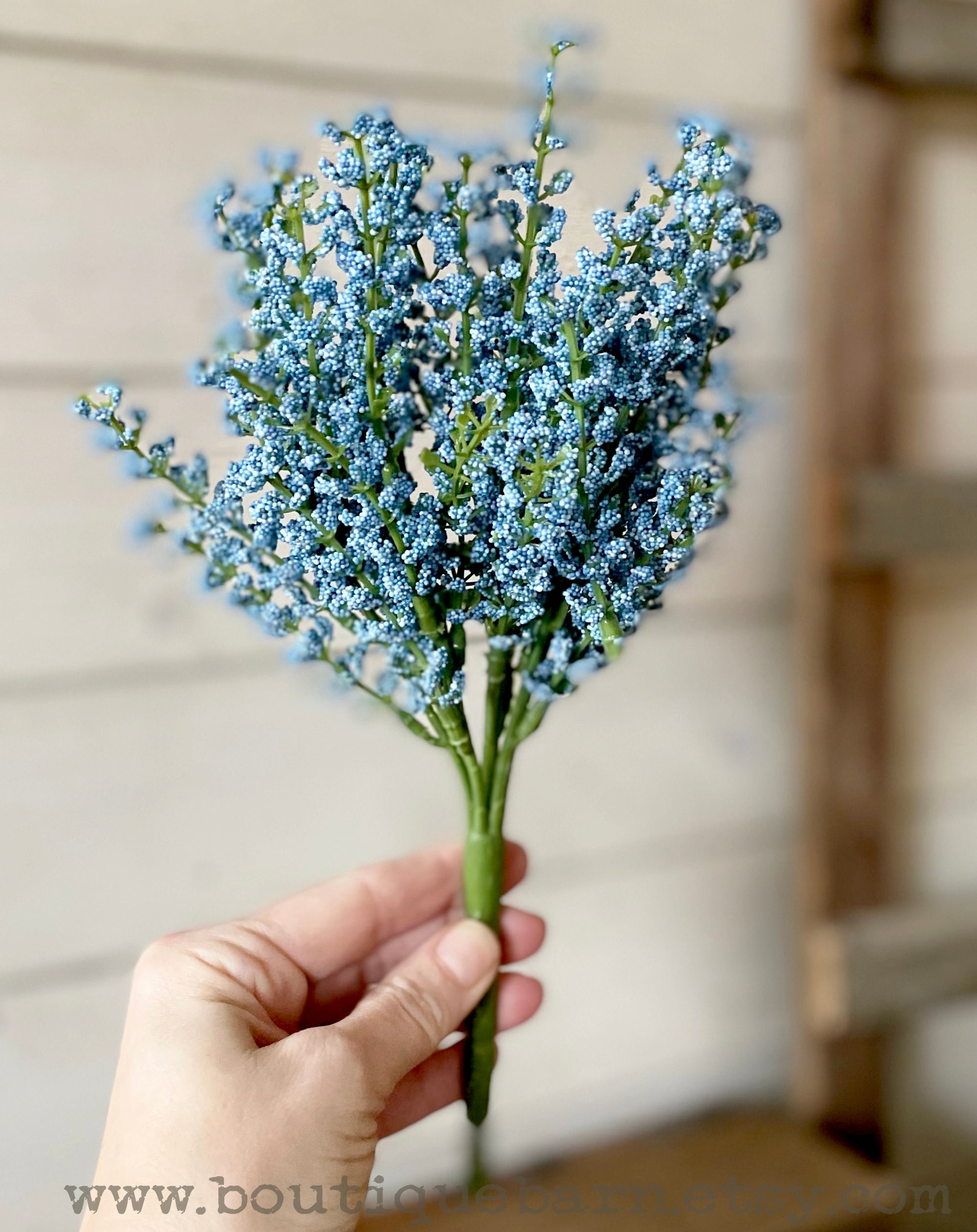 Blue Wildflower Spray, Faux Dried Flowers for Vase, Rustic