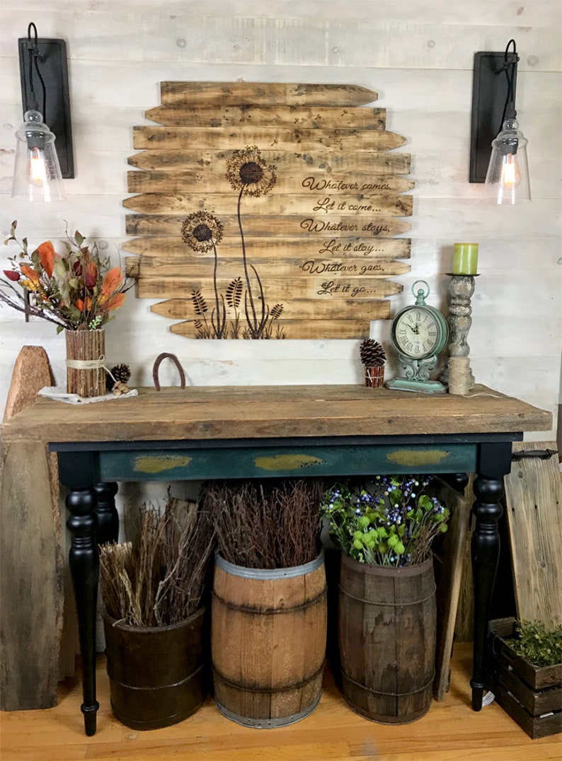 Dandelion Wall Art Large Square Flower Wood Picture Rustic