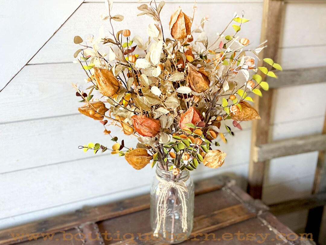 Artificial Flowers for Vase, Fall Flower Arrangement, Rustic