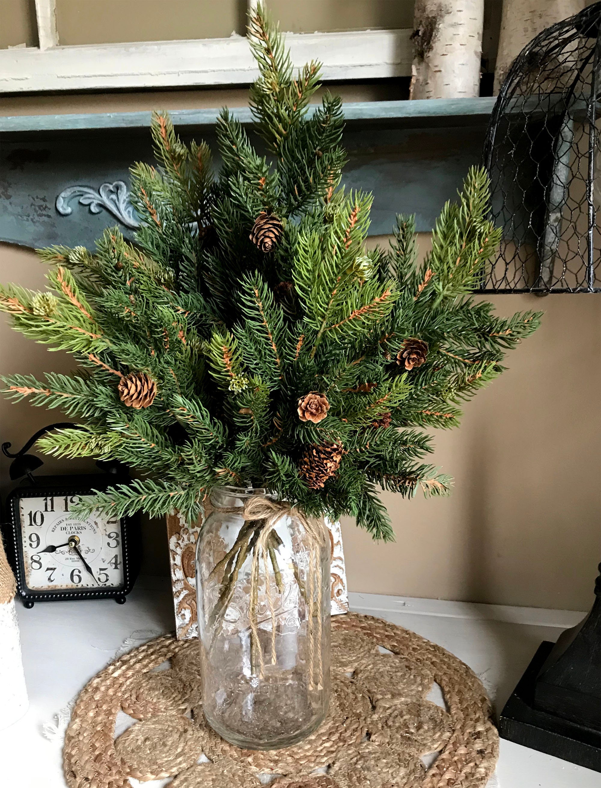 Artificial Pine Fir and Berry SprayChristmas GreeneryVase Filler