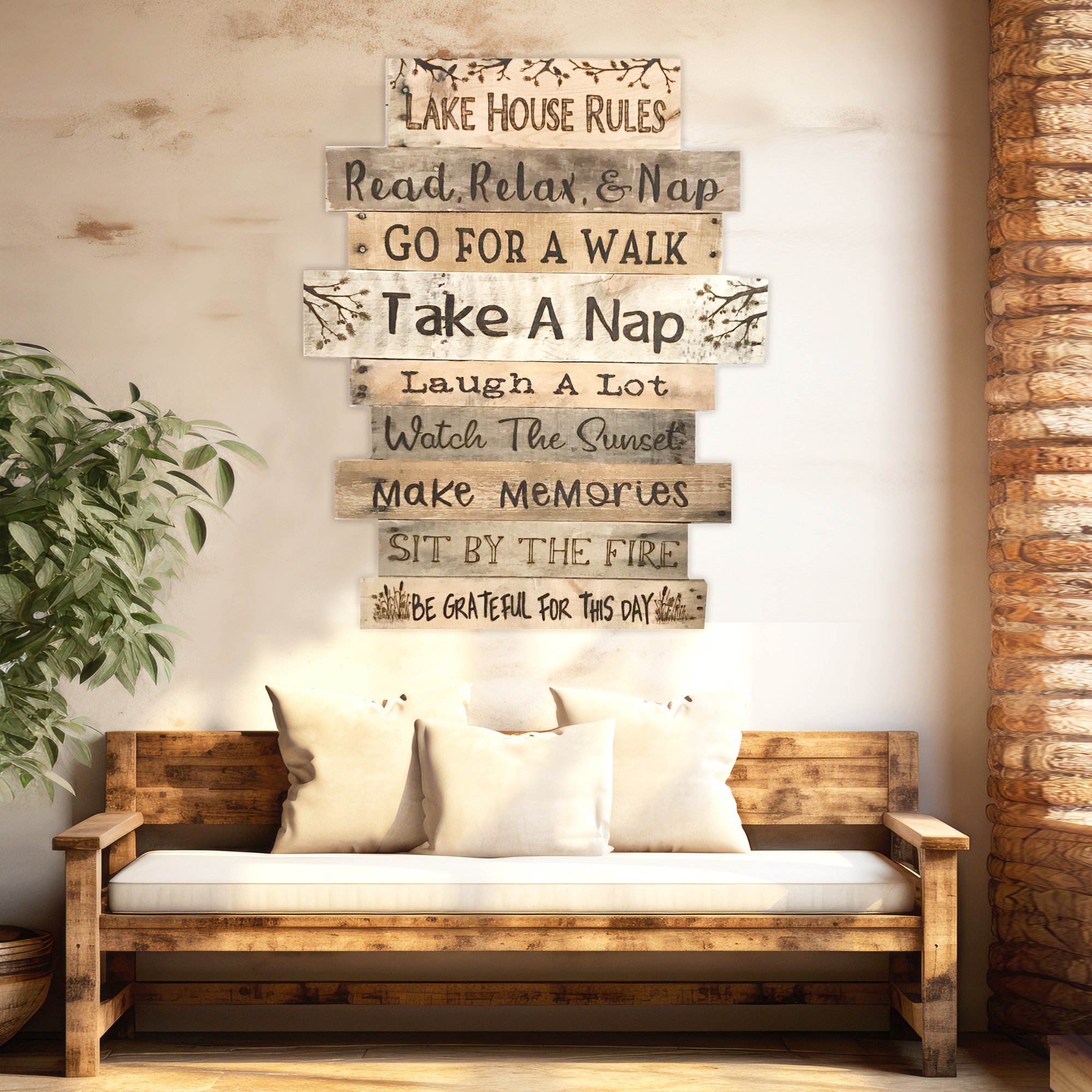 UYIKG Lake House Wall Art Decor For Summer Home Bathroom, Vintage Coastal Lake Life Decor Gift,Lake Accessories,Funny Fishing Wall Art Go