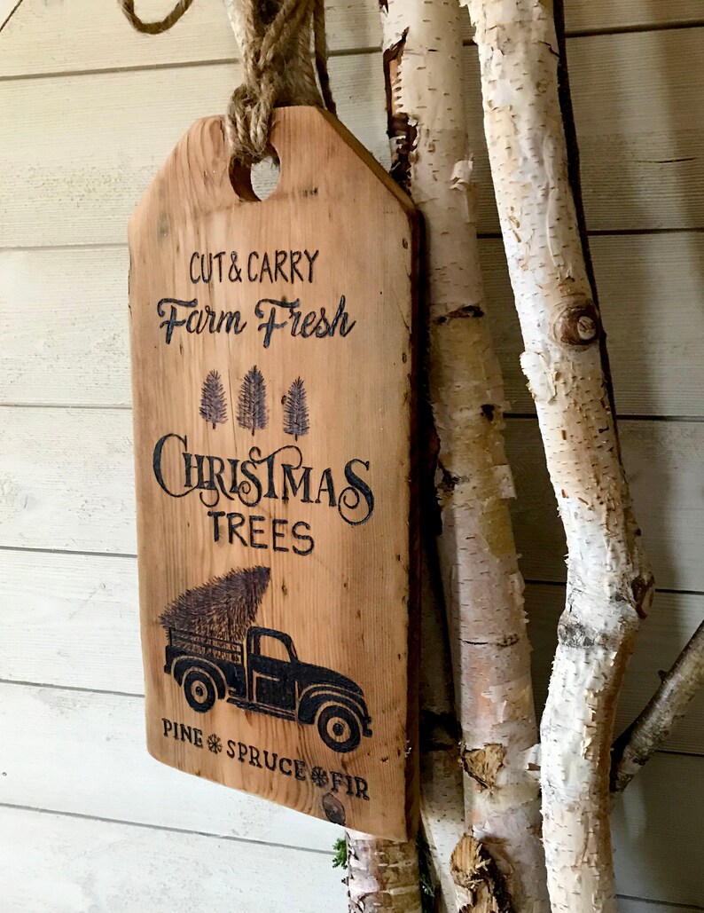 Fresh Cut Christmas Tree SignHandmade Rustic Christmas Wood Etsy