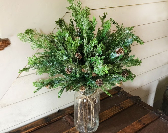 Artificial Christmas Pine Greenerystems for Mason Jar