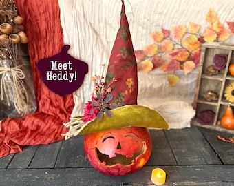 Fall Table Decor,  Pumpkin Gourd, Handmade Halloween Decor, Carved Fall Luminary, Rustic Autumn Centerpiece, OOAK Gift Idea