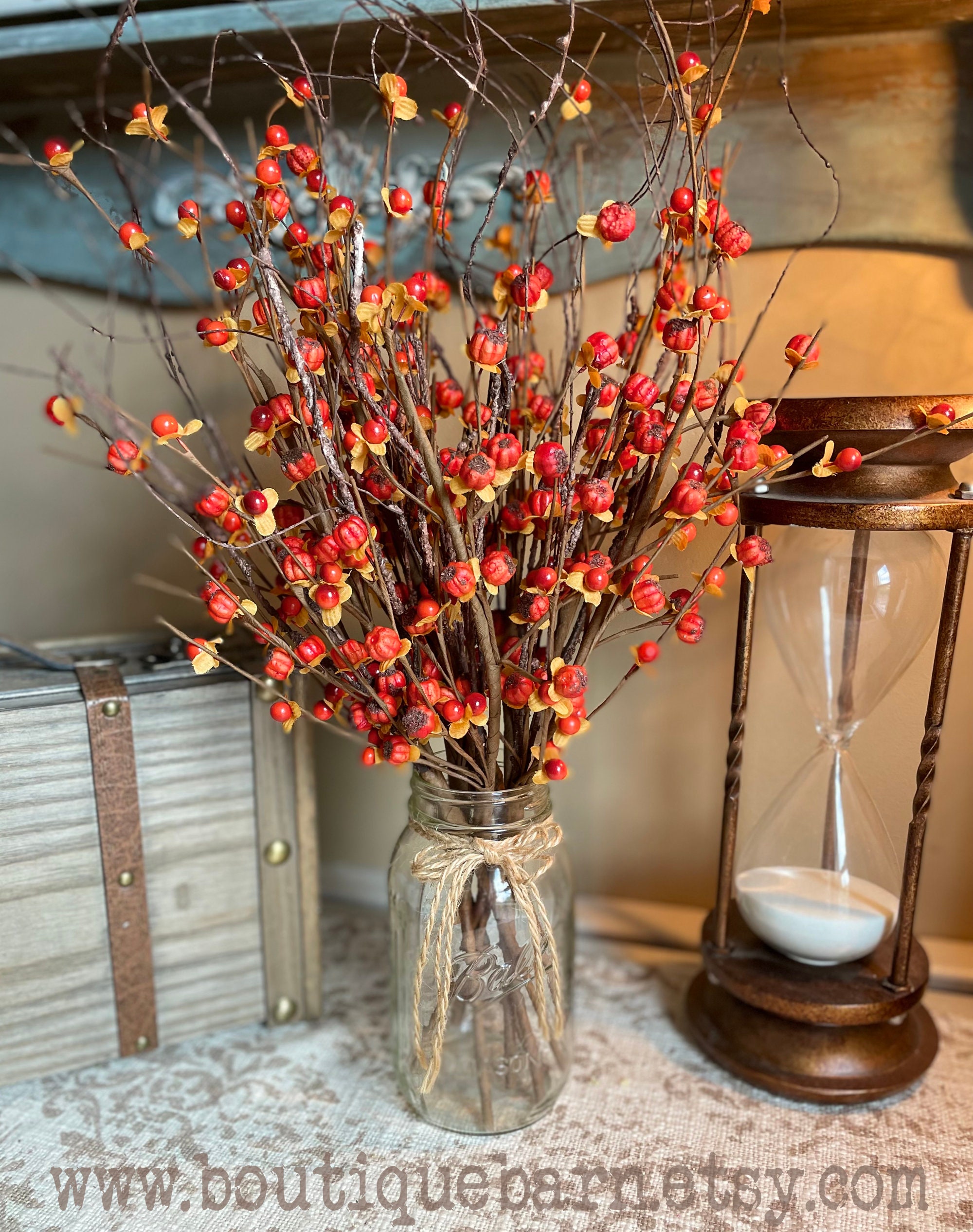Artificial Bittersweet Branch Fall Foliage Spray Decorative Etsy