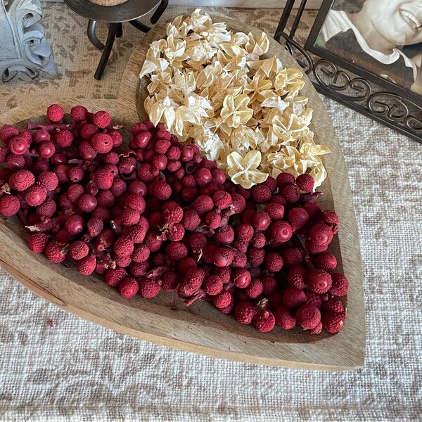 Red Bowl Filler, Valentine Day Accent, Natural Dried Botanical, Dough Bowl Filler, Christmas Table Decoration, Rustic Centerpiece