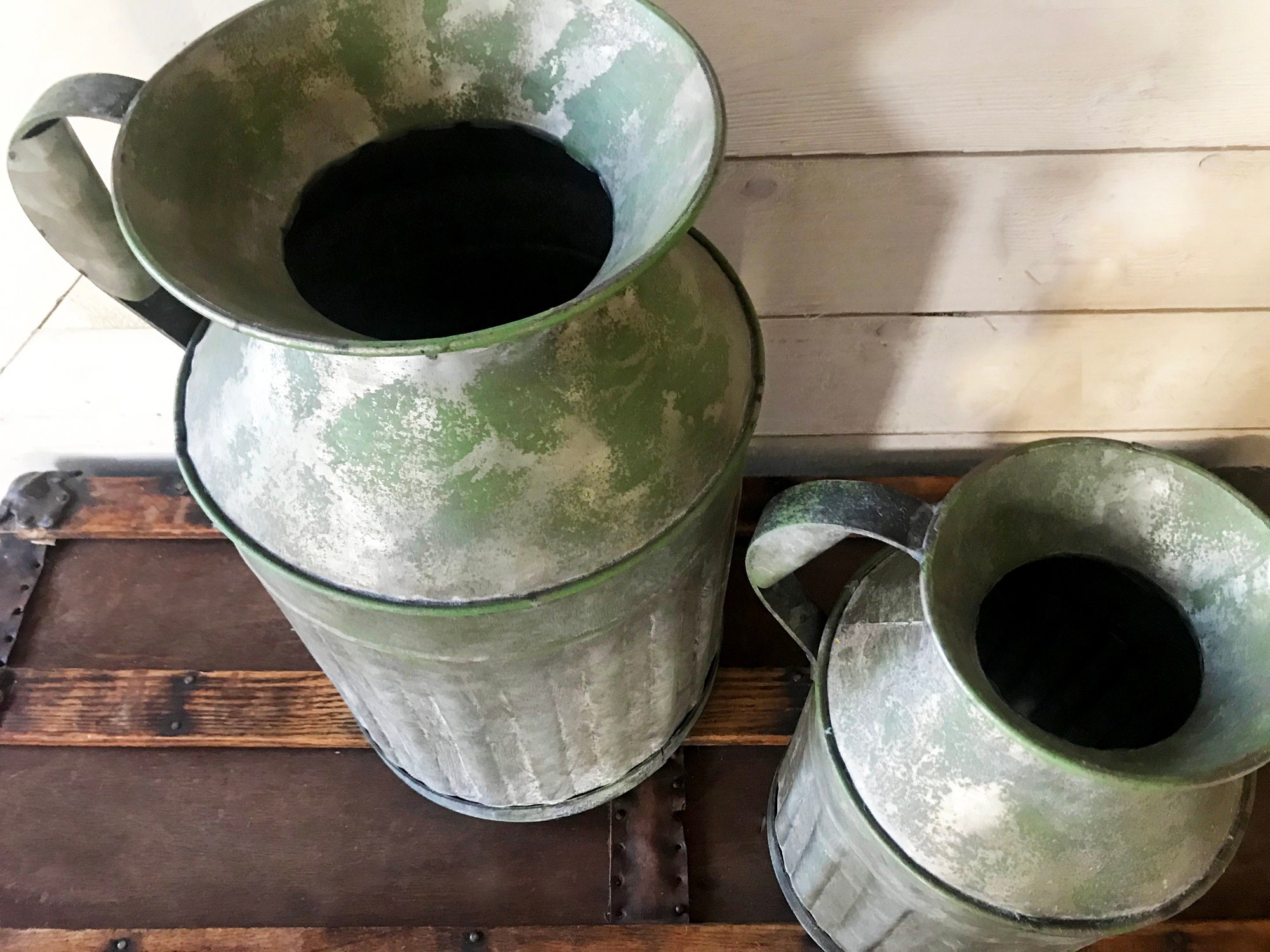 Galvanized Tin Milk Can Vase Rustic Centerpiece Flower Etsy