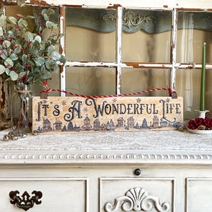 Handmade Rustic Christmas Sign, It&#39;s A Wonderful Life, Reclaimed Wood Sign, Fireplace Mantle Decoration