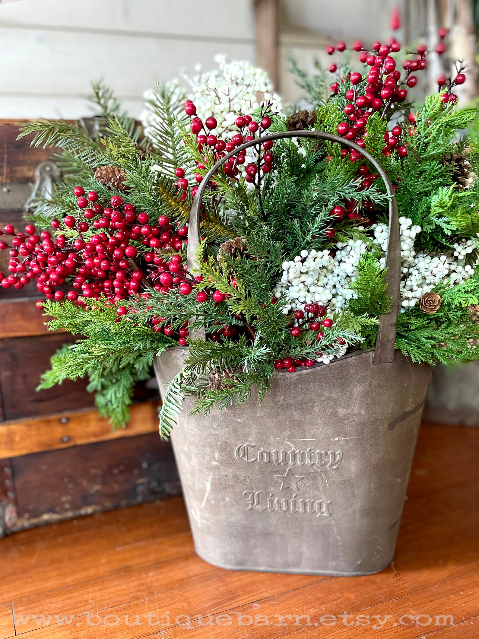 Artificial Pine Fir and Berry Spraychristmas Greeneryvase - Etsy