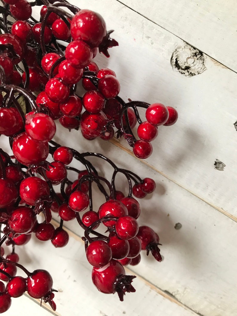 Red Berries Flower Stem For Christmas Decorating Etsy