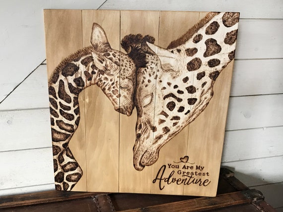 Giraffe Wall Art, Giraffe Nursery Decor, Greatest Adventure, Safari Nursery, Wood Wall Art, Animal Family Decor, Baby Shower Gift