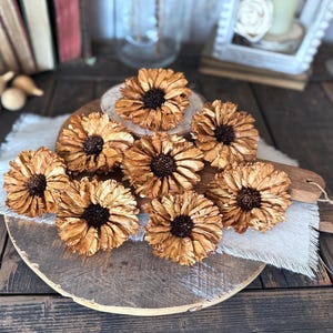 Gerba Daisy Wood Flower, Natural Dough Bowl Filler Table Decor, Rustic Fall Mantles & Centerpieces, Fall Home Decor, Forever Flowers