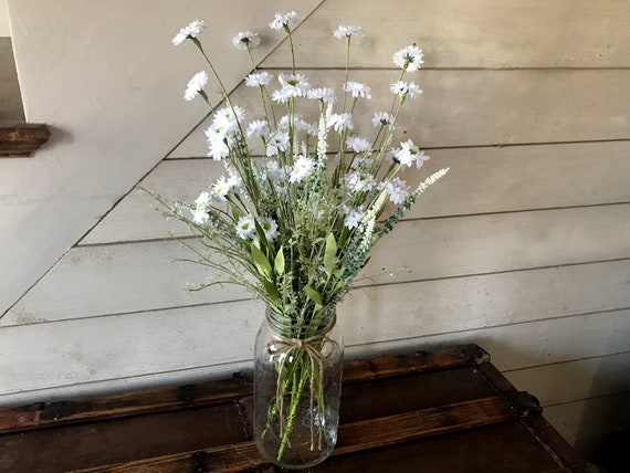 Artificial Wildflower Spray Of White Daisies For Your Rustic Centerpiece