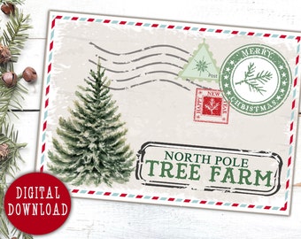 Christmas Gift Tags, Digital Post Card, Hang Tag, Tree Farm, Scrapbook Ephemera, Present Label, Favor Tag, Junk Journal Paper Craft