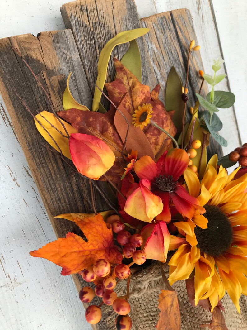 Wood Wall Vase Sunflower Flower Arrangement Hanging Wall Etsy