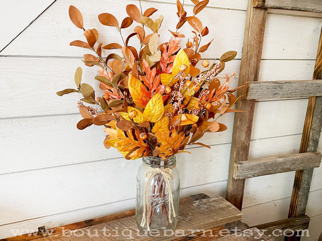 Fake Flowers, Fall Foliage Stems, Faux Flowers, Rustic Table