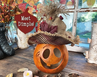 Halloween Pumpkin Decoration, Fall Table Decor, Unique Handmade Fall Gourds
