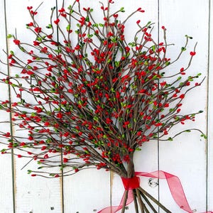 Berries For Vase, Christmas Berry Stem, Artificial Berry Spray, Pip Berry For Flower Arrangement, Rustic Centerpiece For Table Decor