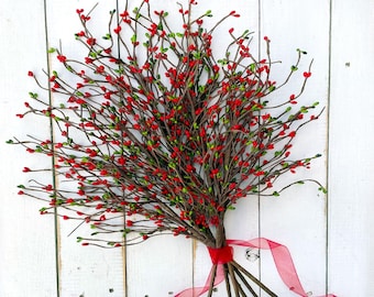 Bayas para jarrón, tallo de bayas navideñas, ramillete de bayas artificiales, bayas para arreglos florales, centro de mesa rústico para decoración de mesa