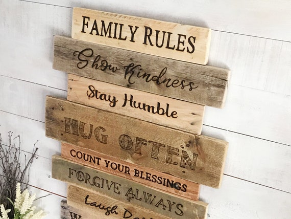Haus Regeln Zeichen Unsere Familienregeln Dekor Familie Werte Etsy
