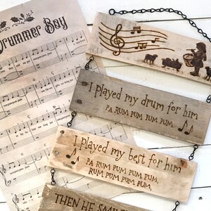 Decoração artesanal de menino baterista, música natalina rústica para pendurar na parede, presente de menino baterista, decoração de presépio