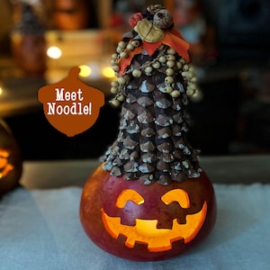 Zucca autunnale, decorazione di zucca di Halloween con candela, decorazione rustica da tavola autunnale, decorazione ispirata alla natura, regalo unico da collezione autunnale a forma di zucca