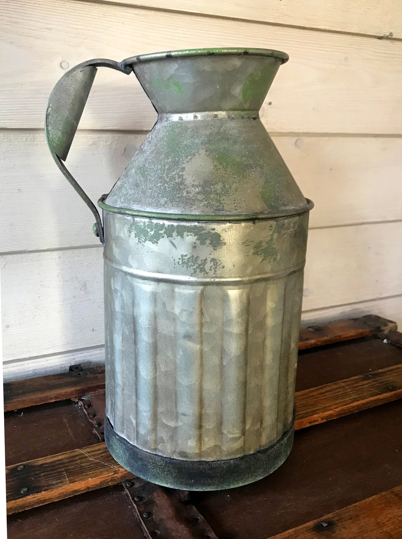 Galvanized Tin Milk Can Vase Rustic Centerpiece Flower Etsy