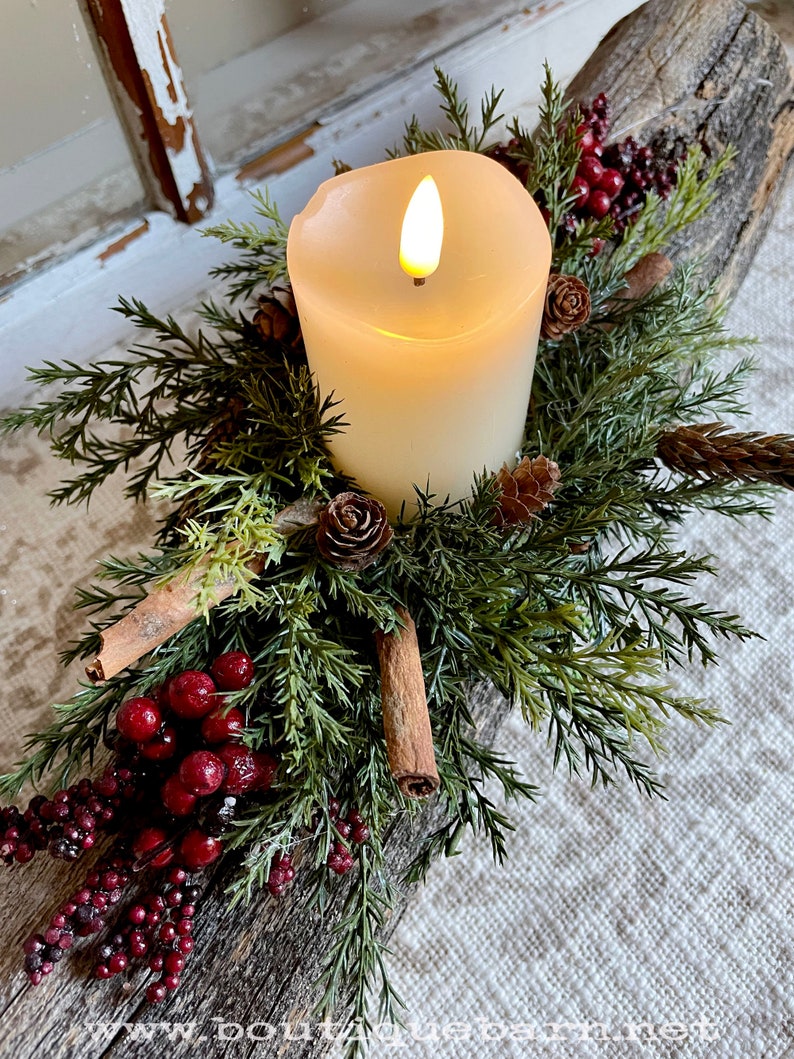 Handmade Yule Log Christmas Candle Centerpiece Candle Riser Etsy