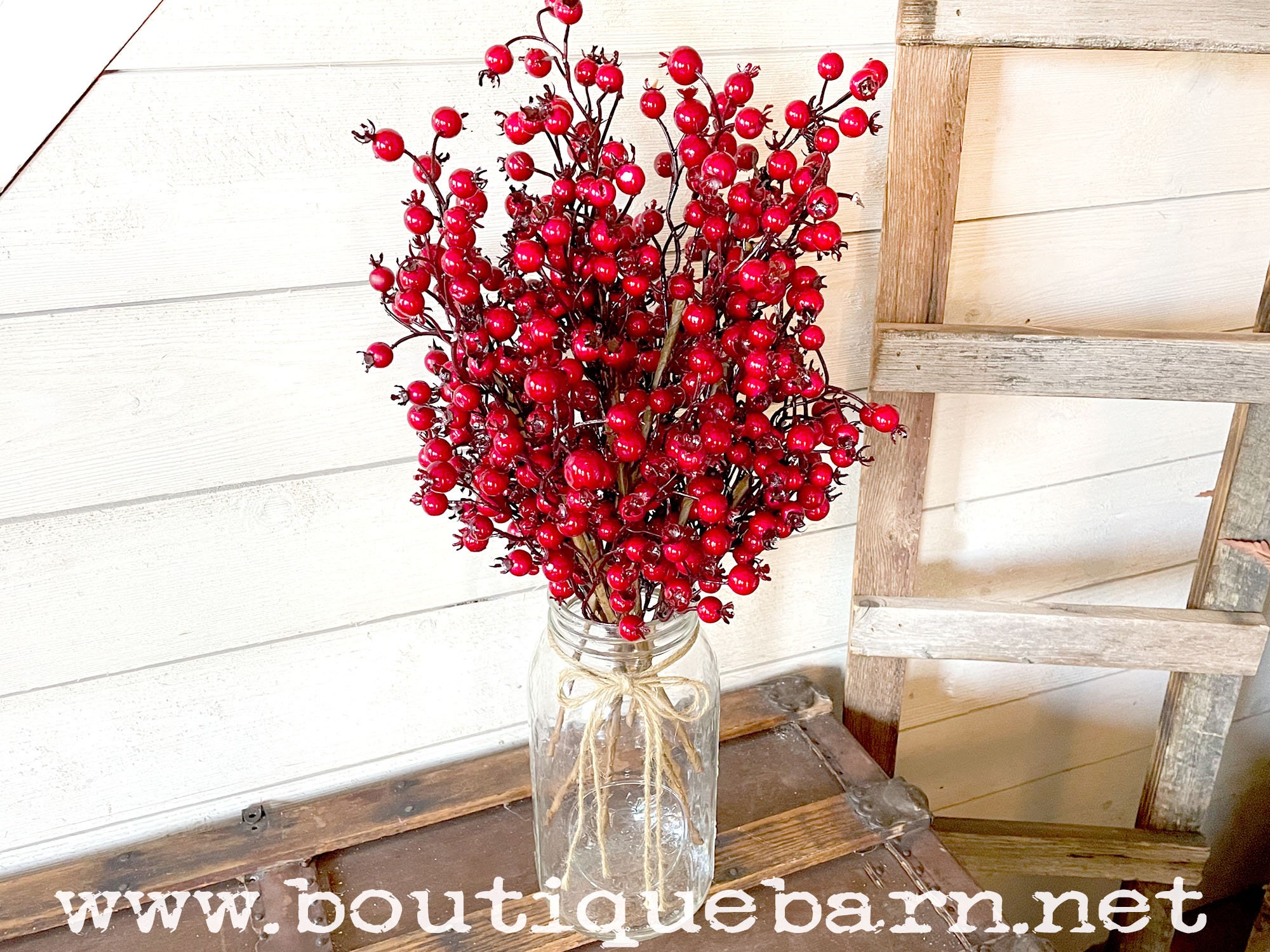 34 Red Berry Stems – Florist Wreath Supply